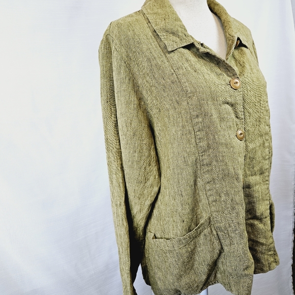 Flax Linen Button Jacket size Medium - Picture 3 of 7